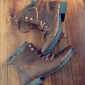 Brown Leather Combat Boots